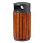 Corbeille A Poser Ou A Fixer Zeno - 40l -  Lattes Bois / Gris