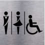 Plaque De Porte Cube Alu Toilettes H/F/PMR 150X150