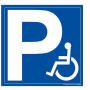Panneau P + Picto PMR 350X350 MM Fond Bleu PVC