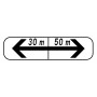 Panonceau Double Flèche Gauche (30M) Droite (50M) (M8f - bis) C1 35CM