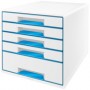LEITZ Bloc De Classement A4 WOW CUBE, 5 Tiroirs, Blanc Bleu