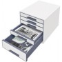 LEITZ Bloc De Classement A4 WOW CUBE, 5 Tiroirs, Blanc Gris